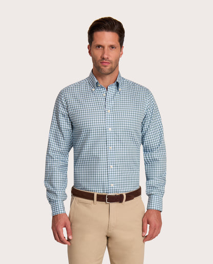 Camicissima Checked Military Color Twill Easy-Care Fancy Cotton Shirt