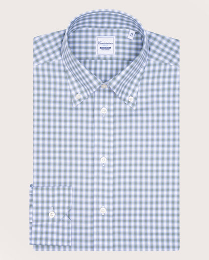 Camicissima Checked Military Color Twill Easy-Care Fancy Cotton Shirt