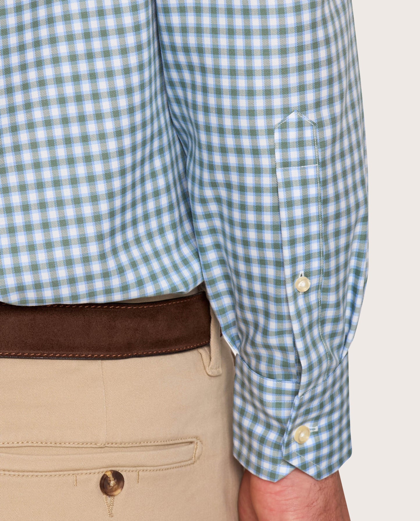 Camicissima Checked Military Color Twill Easy-Care Fancy Cotton Shirt