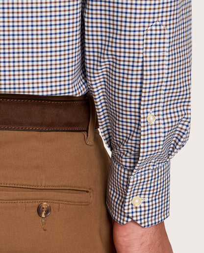 Camicissima Checked Brown Twill Easy-Care Fancy Cotton Shirt