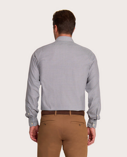 Camicissima Checked Brown Twill Easy-Care Fancy Cotton Shirt
