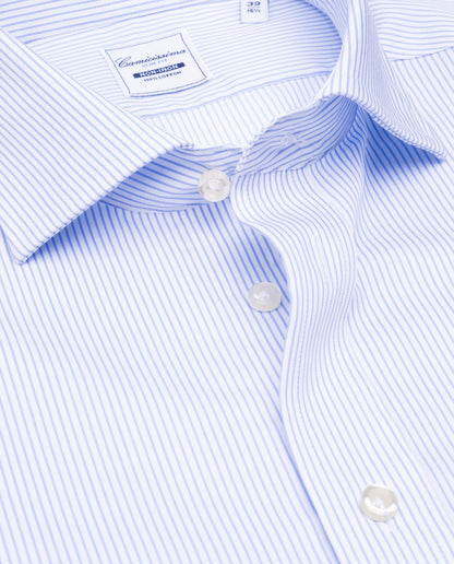 Camicissima Light Blue Striped Twill Non-Iron Fancy Cotton Shirt