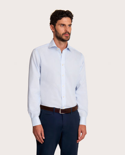 Camicissima Light Blue Striped Twill Non-Iron Fancy Cotton Shirt