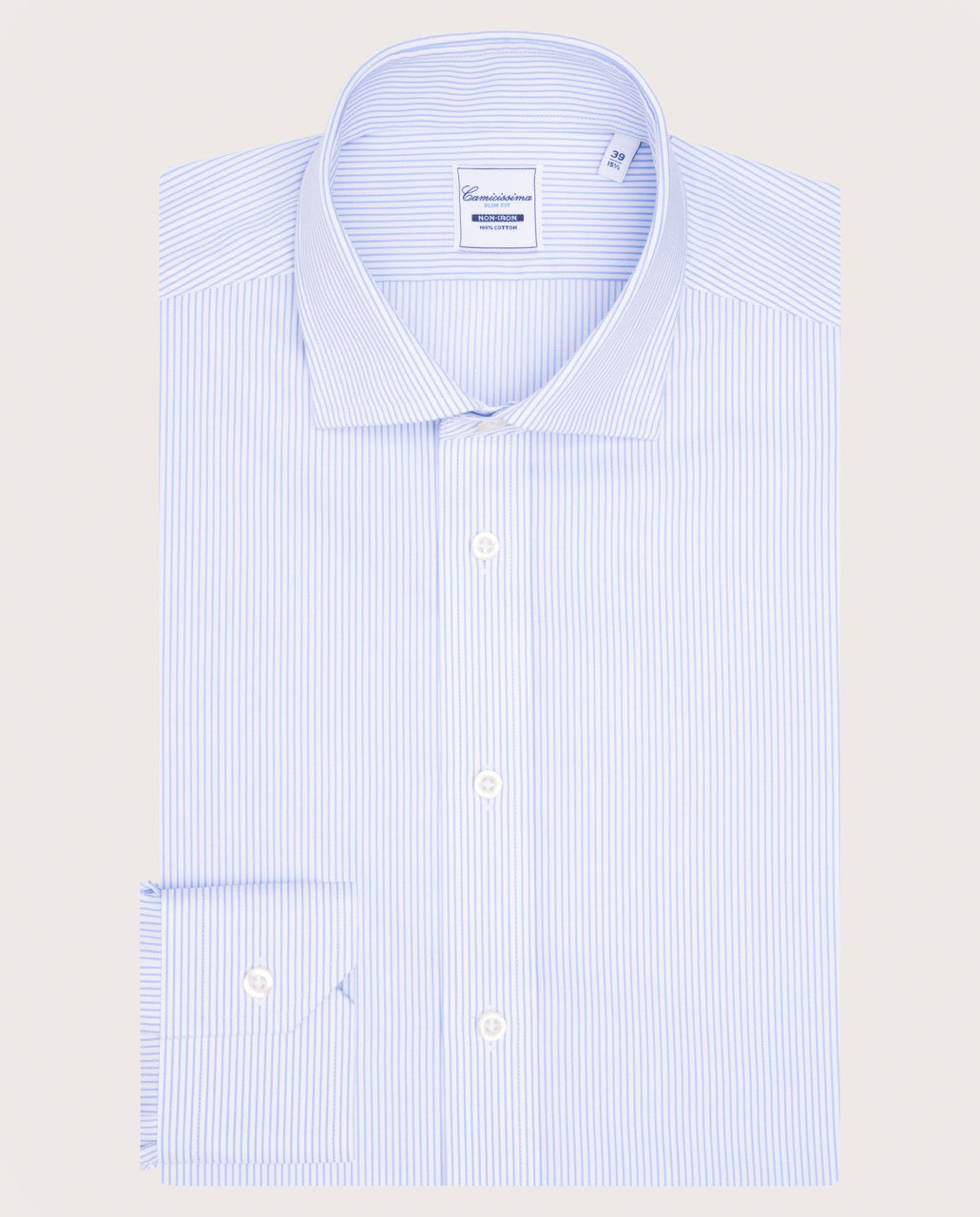Camicissima Light Blue Striped Twill Non-Iron Fancy Cotton Shirt
