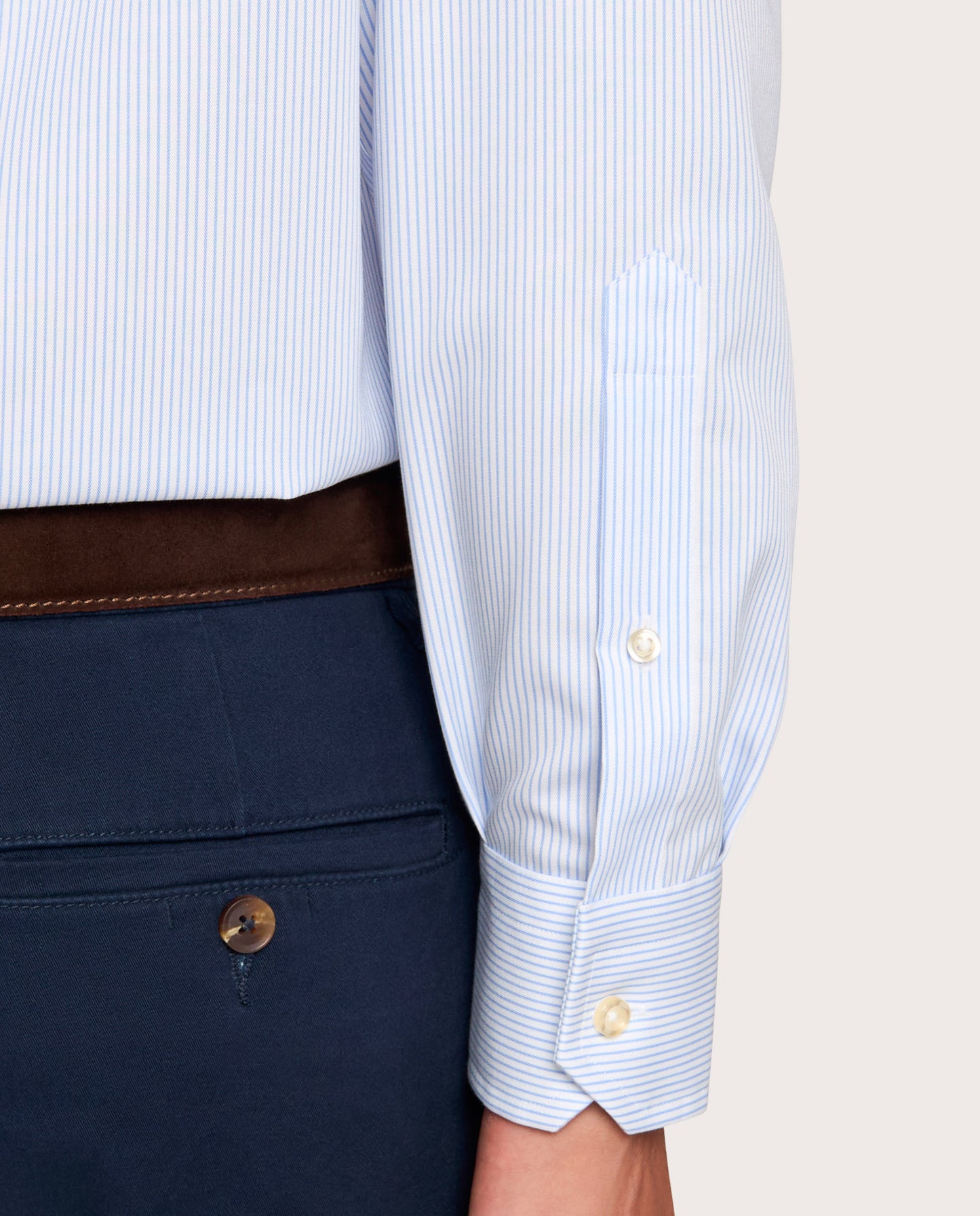 Camicissima Light Blue Striped Twill Non-Iron Fancy Cotton Shirt