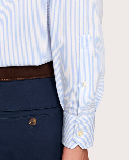 Camicissima Light Blue Striped Twill Non-Iron Fancy Cotton Shirt