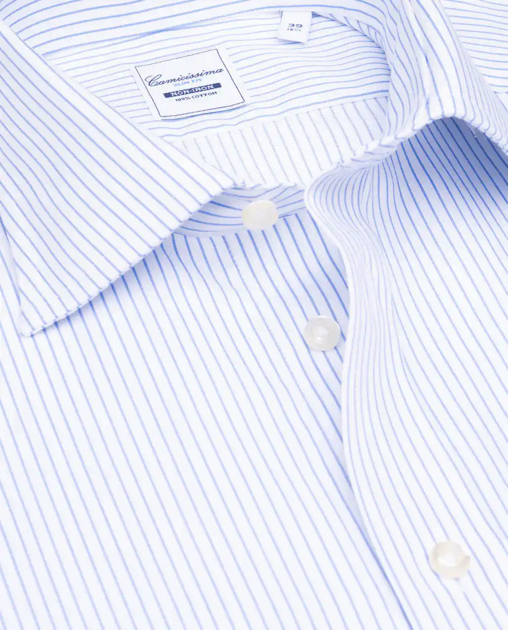 Camicissima Light Blue Striped Dobby Wrinkle-Free Fancy Cotton Shirt