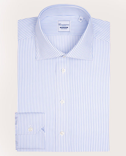 Camicissima Light Blue Striped Dobby Wrinkle-Free Fancy Cotton Shirt