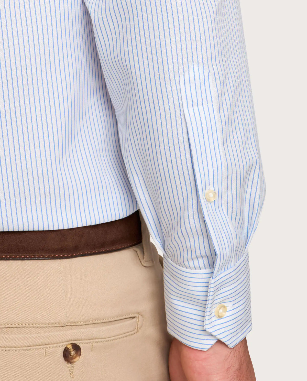 Camicissima Light Blue Striped Dobby Wrinkle-Free Fancy Cotton Shirt