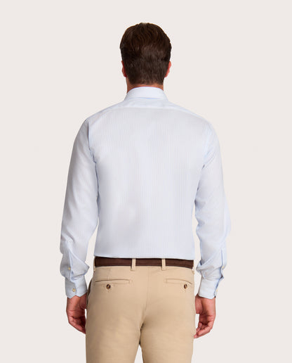 Camicissima Light Blue Striped Dobby Wrinkle-Free Fancy Cotton Shirt