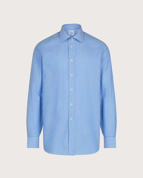 Camicissima Men's Premium 100% Cotton Formal Shirt - LIGHT BLUE | Striped | Slim Fit
