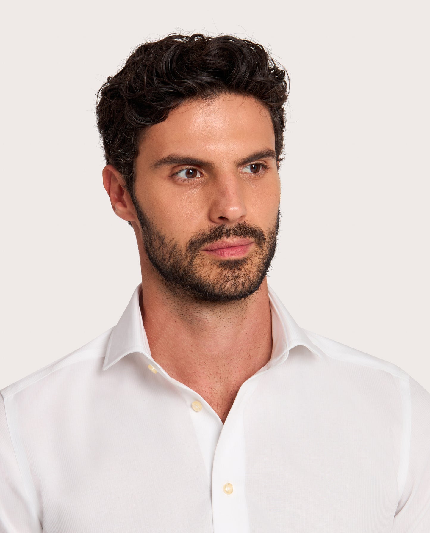 Camicissima White Plain Dobby Non-Iron Fancy Cotton Shirt