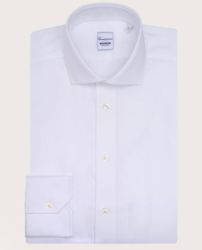 Camicissima White Plain Dobby Non-Iron Fancy Cotton Shirt