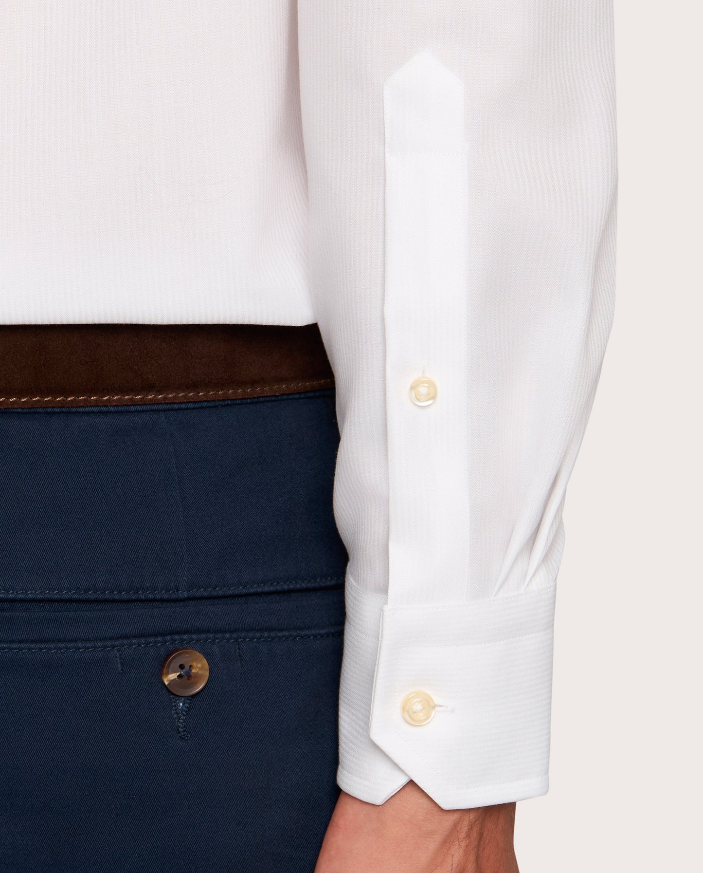 Camicissima White Plain Dobby Non-Iron Fancy Cotton Shirt