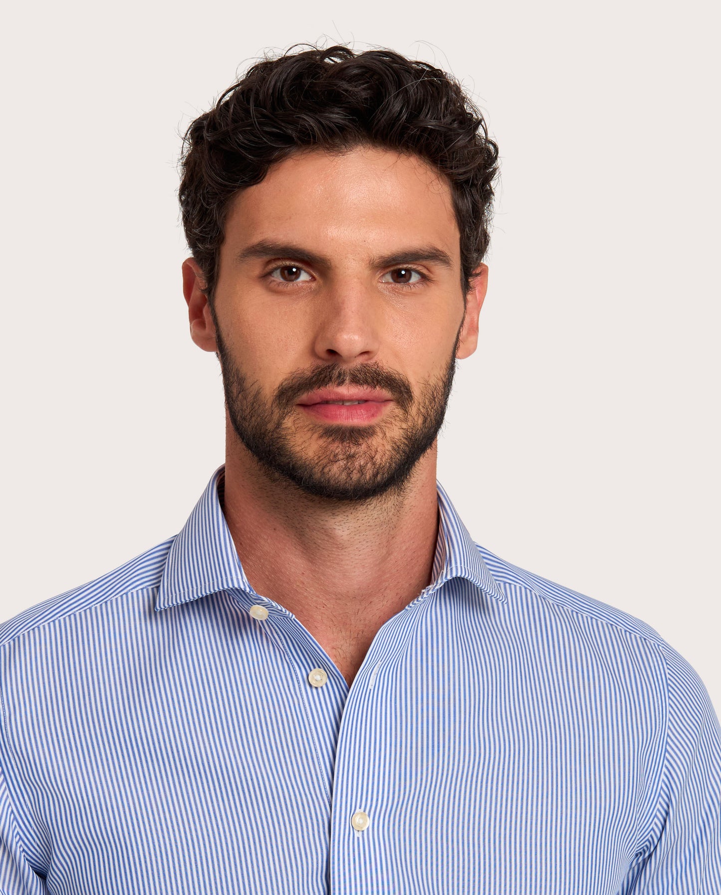 Camicissima Blue Striped Fitted Poplin Non-Iron Fancy Cotton Shirt