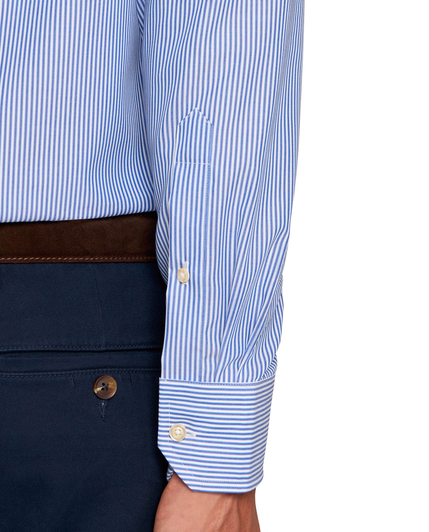 Camicissima Blue Striped Fitted Poplin Non-Iron Fancy Cotton Shirt