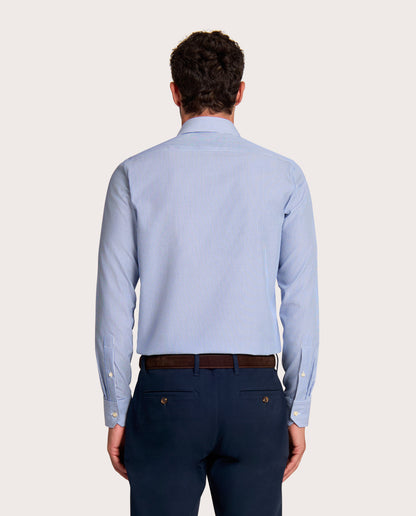 Camicissima Blue Striped Fitted Poplin Non-Iron Fancy Cotton Shirt