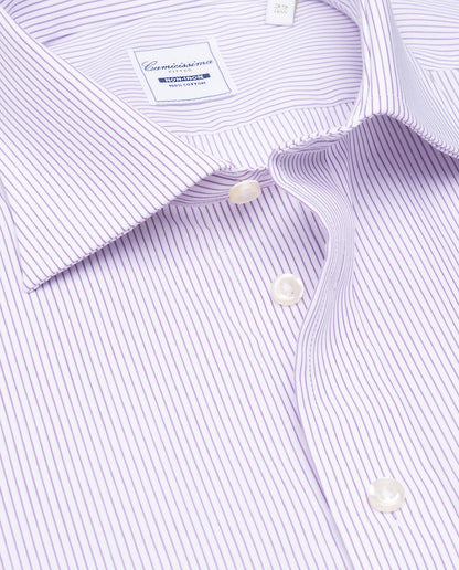 Camicissima Violet Striped Fitted Poplin Non-Iron Fancy Cotton Shirt