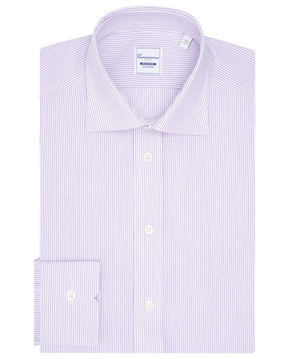 Camicissima Violet Striped Fitted Poplin Non-Iron Fancy Cotton Shirt