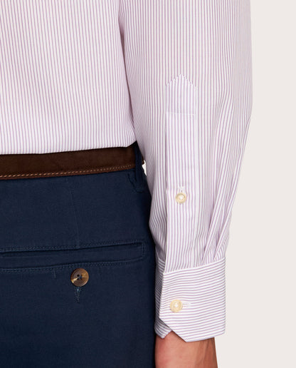 Camicissima Violet Striped Fitted Poplin Non-Iron Fancy Cotton Shirt
