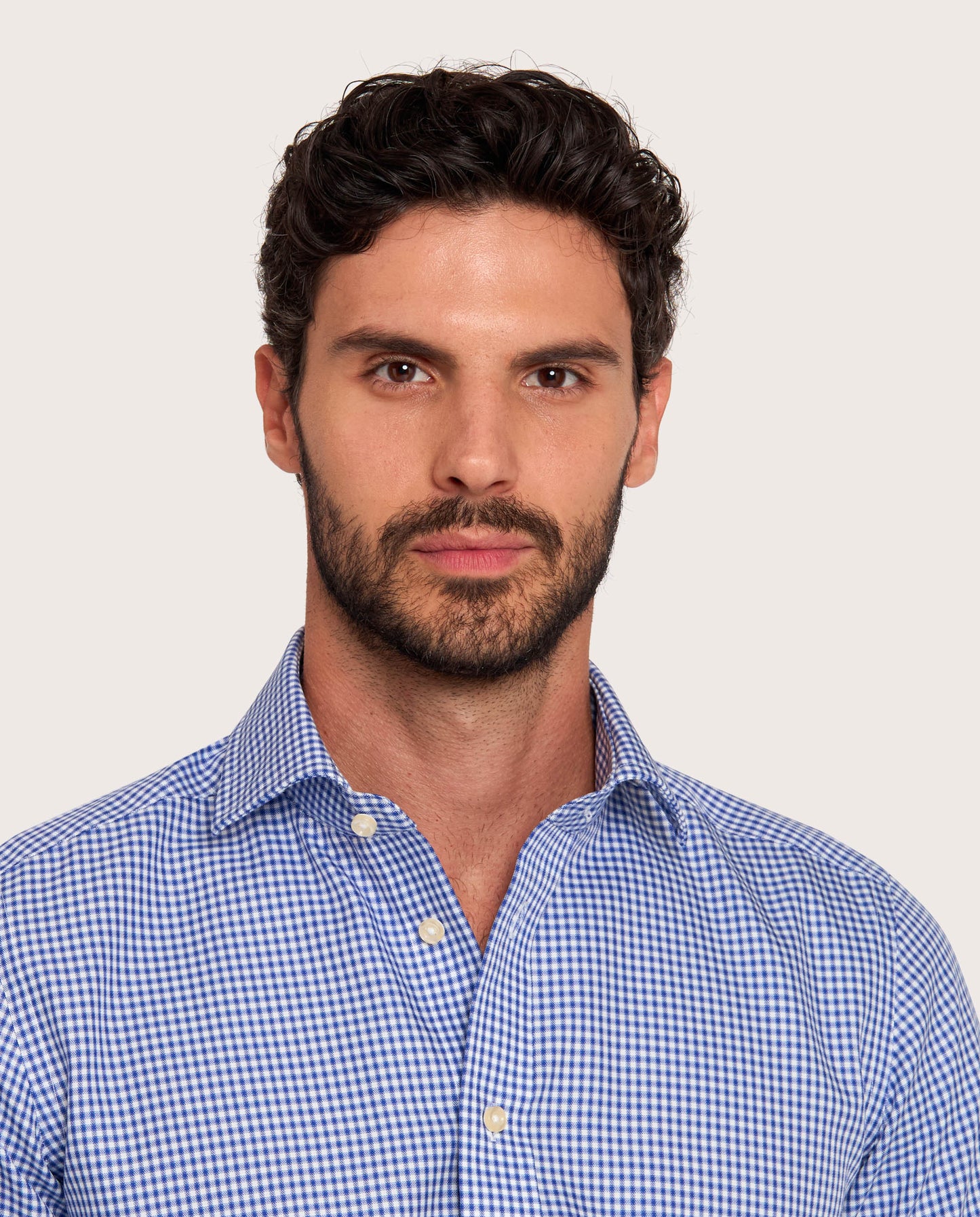 Camicissima Checked Dark Blue Twill Easy-Care Fancy Cotton Shirt