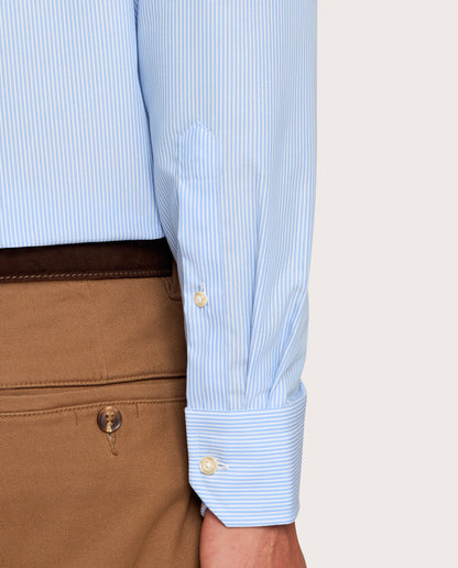 Camicissima Light Blue Striped Fitted Poplin Non-Iron Fancy Cotton Shirt