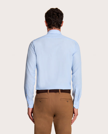 Camicissima Light Blue Striped Fitted Poplin Non-Iron Fancy Cotton Shirt