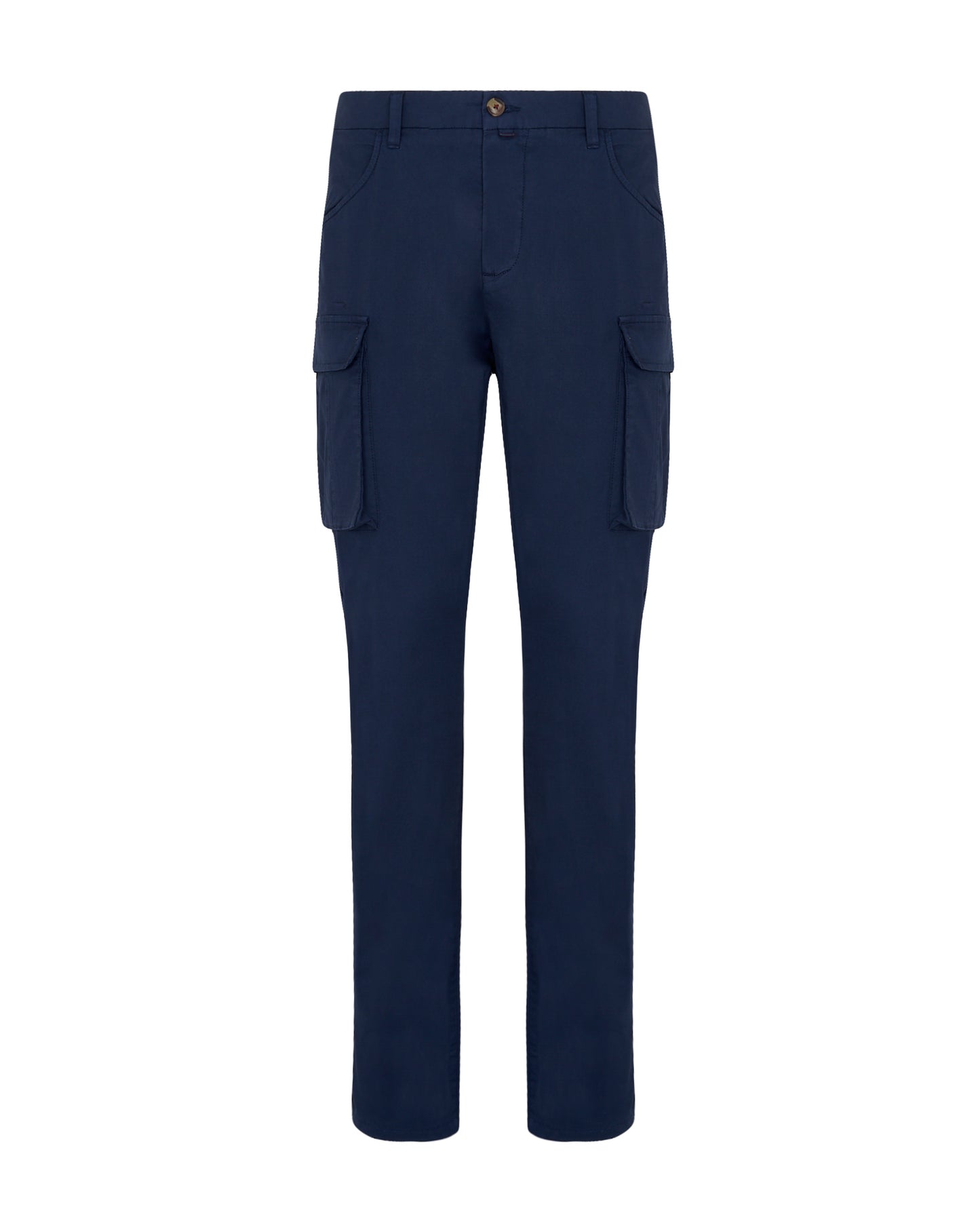 Camicissima Men’s Blue Cotton Poplin Cargo Trousers - Stretch Plain Fit | Casual Utility Pants