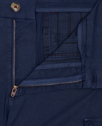 Camicissima Men’s Blue Cotton Poplin Cargo Trousers - Stretch Plain Fit | Casual Utility Pants