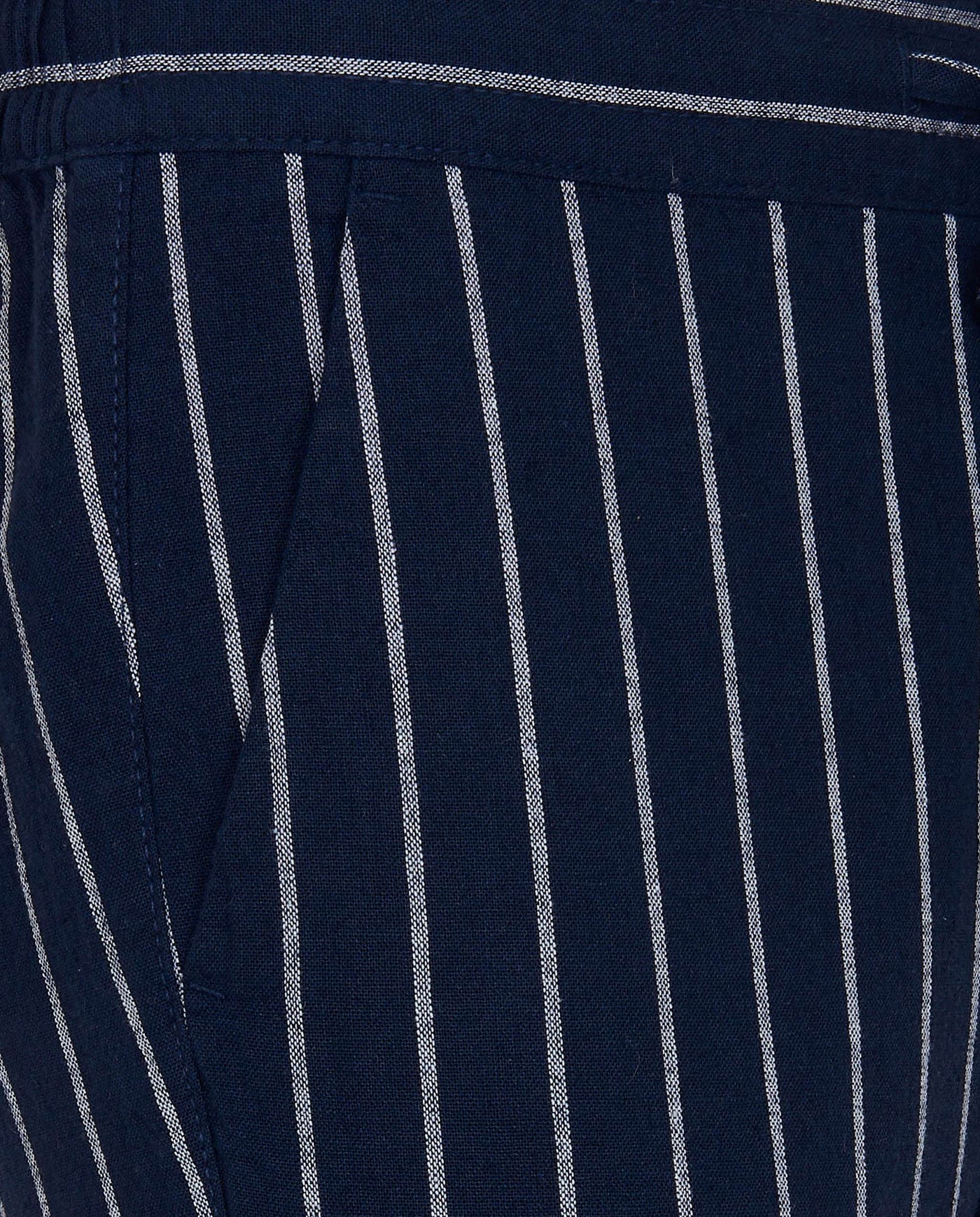 Camicissima Navy Blue Striped Linen-Blend Trousers with Dori