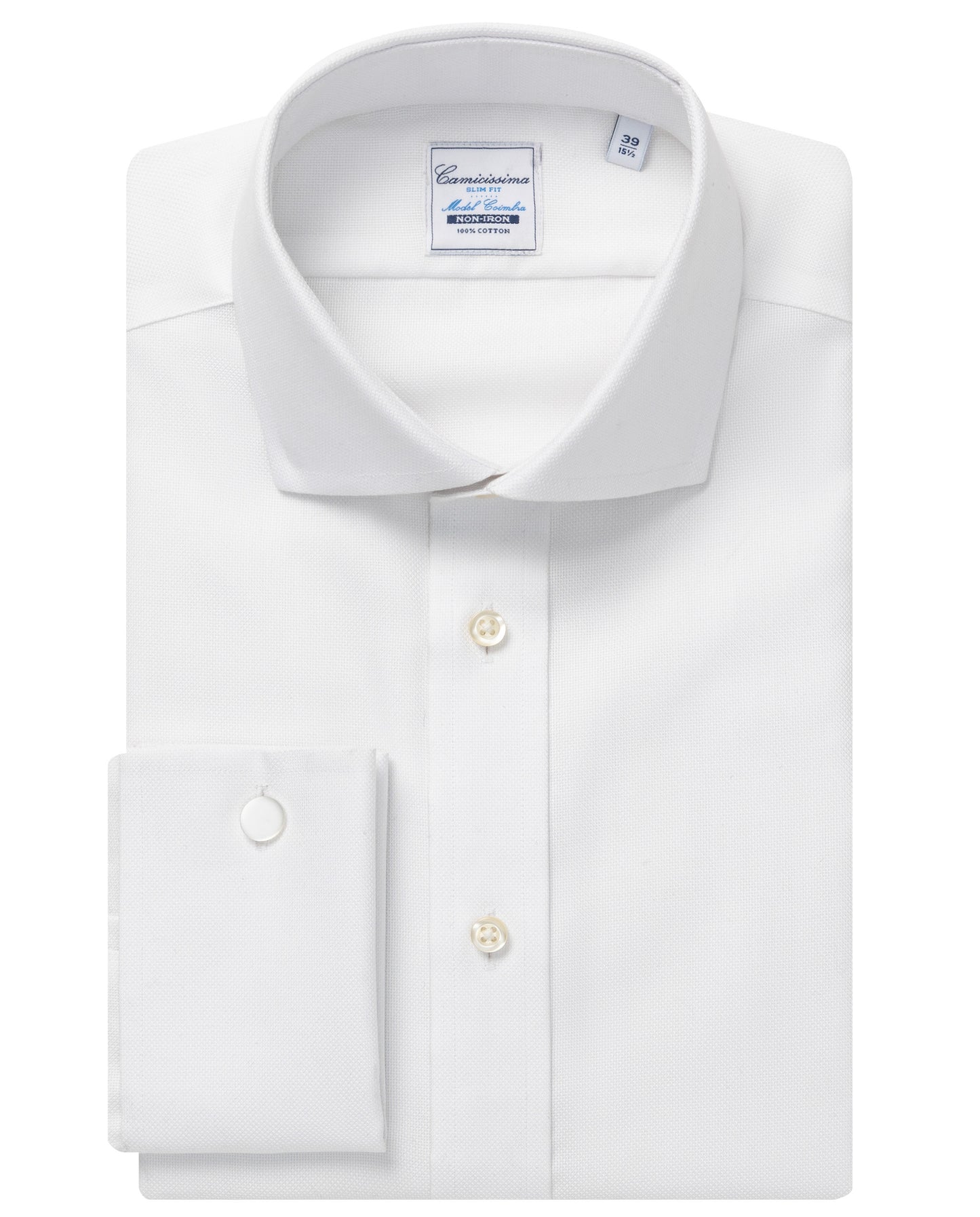 Camicissima Men’s White Non-Iron Permanent Slim Fit Cotton Shirt