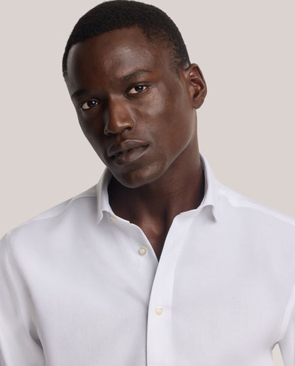 Camicissima Men’s White Non-Iron Permanent Slim Fit Cotton Shirt