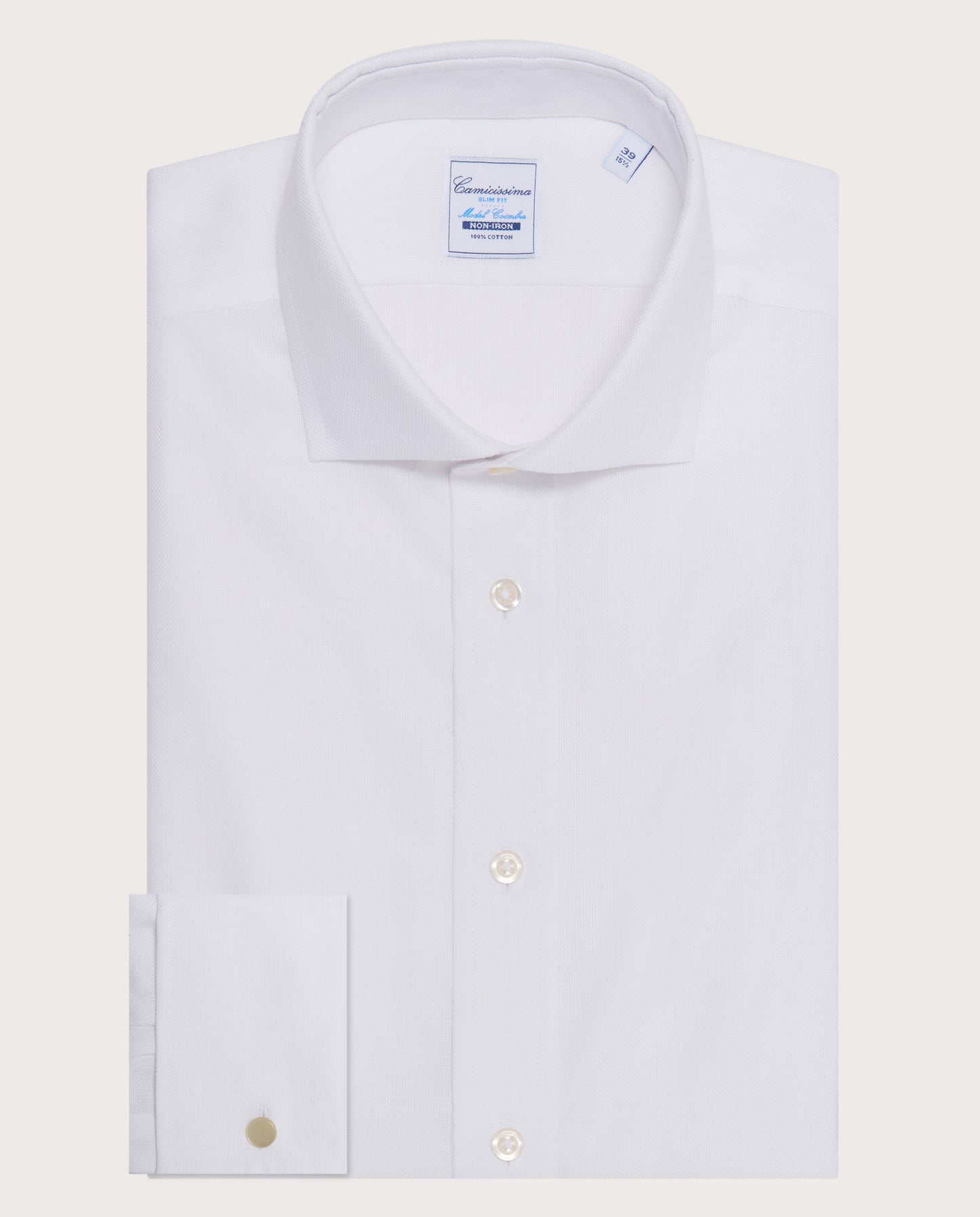 Camicissima Men’s White Non-Iron Permanent Slim Fit Cotton Shirt
