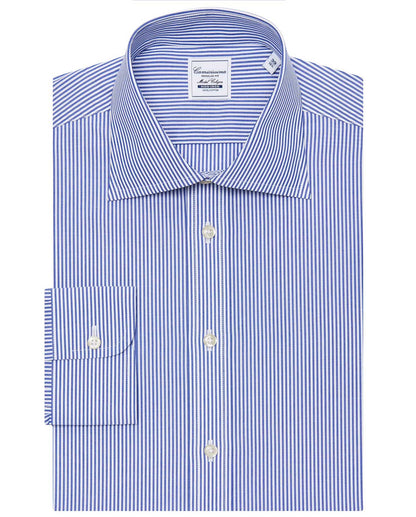 Camicissima Men’s Non-Iron Permanent Regular Fit Striped Shirt – Blue | Full Sleeves