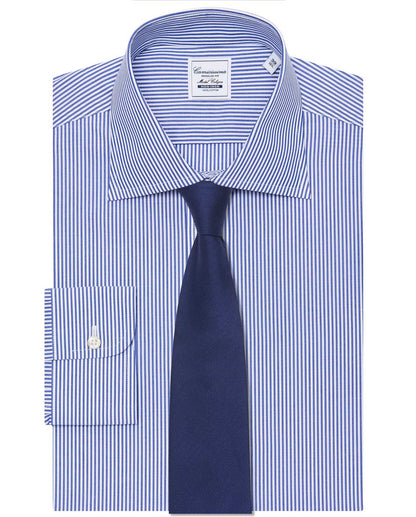 Camicissima Men’s Non-Iron Permanent Regular Fit Striped Shirt – Blue | Full Sleeves