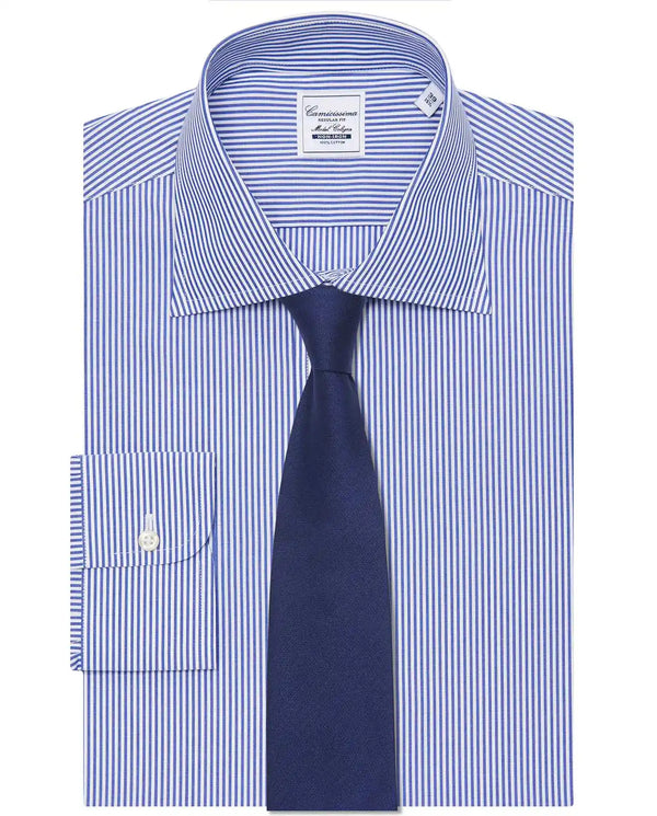 Camicissima Men’s Blue Non-Iron Permanent Regular Fit Cotton Shirt