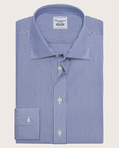 Camicissima Men’s Blue Non-Iron Permanent Regular Fit Cotton Shirt