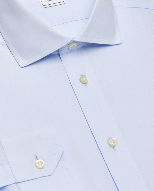 Camicissima Men’s Fitted Light Blue Shirt – Non-Iron Permanent | Plain Design | Full Sleeves