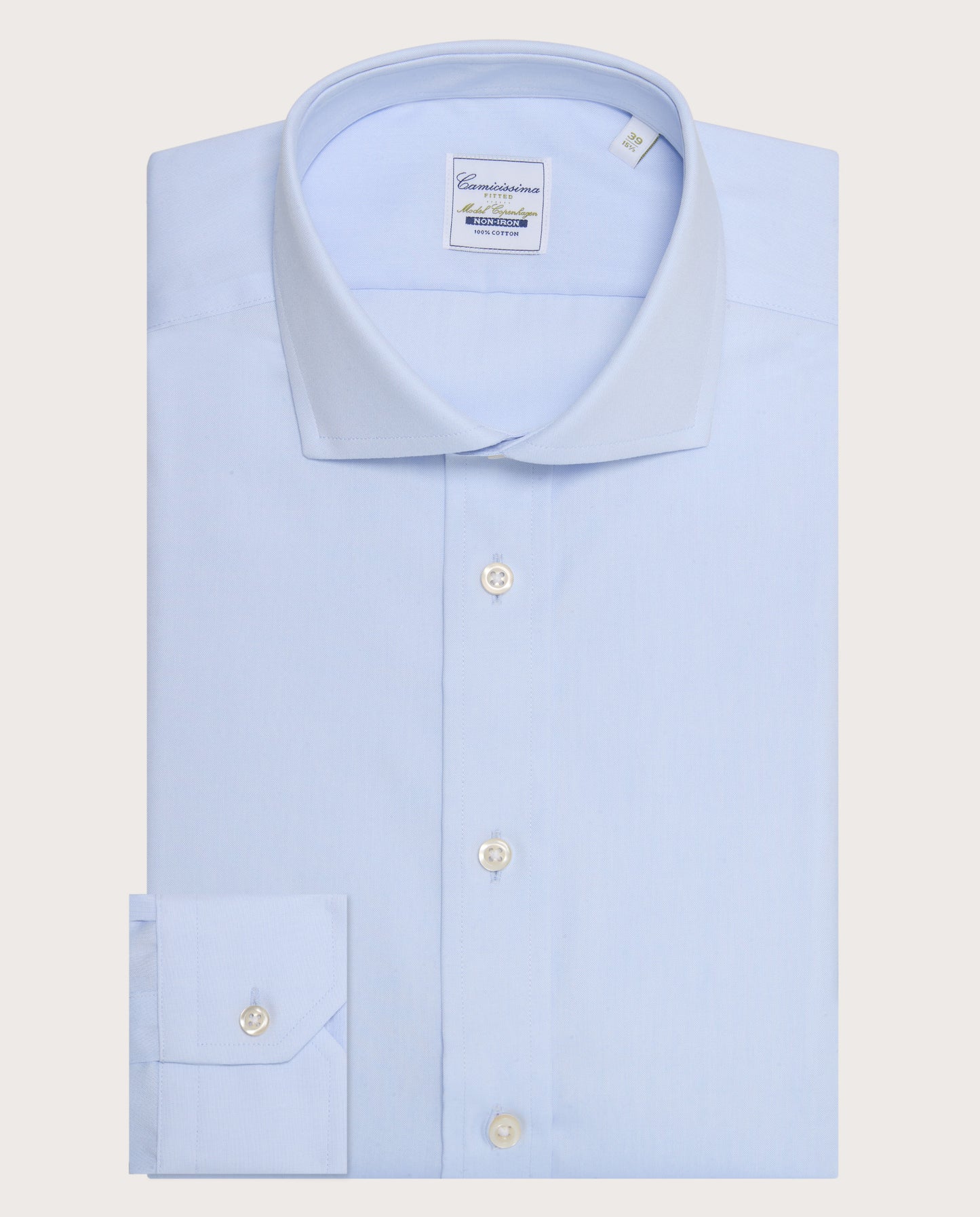 Camicissima Men’s Light Blue Fitted Non-Iron Permanent Cotton Shirt