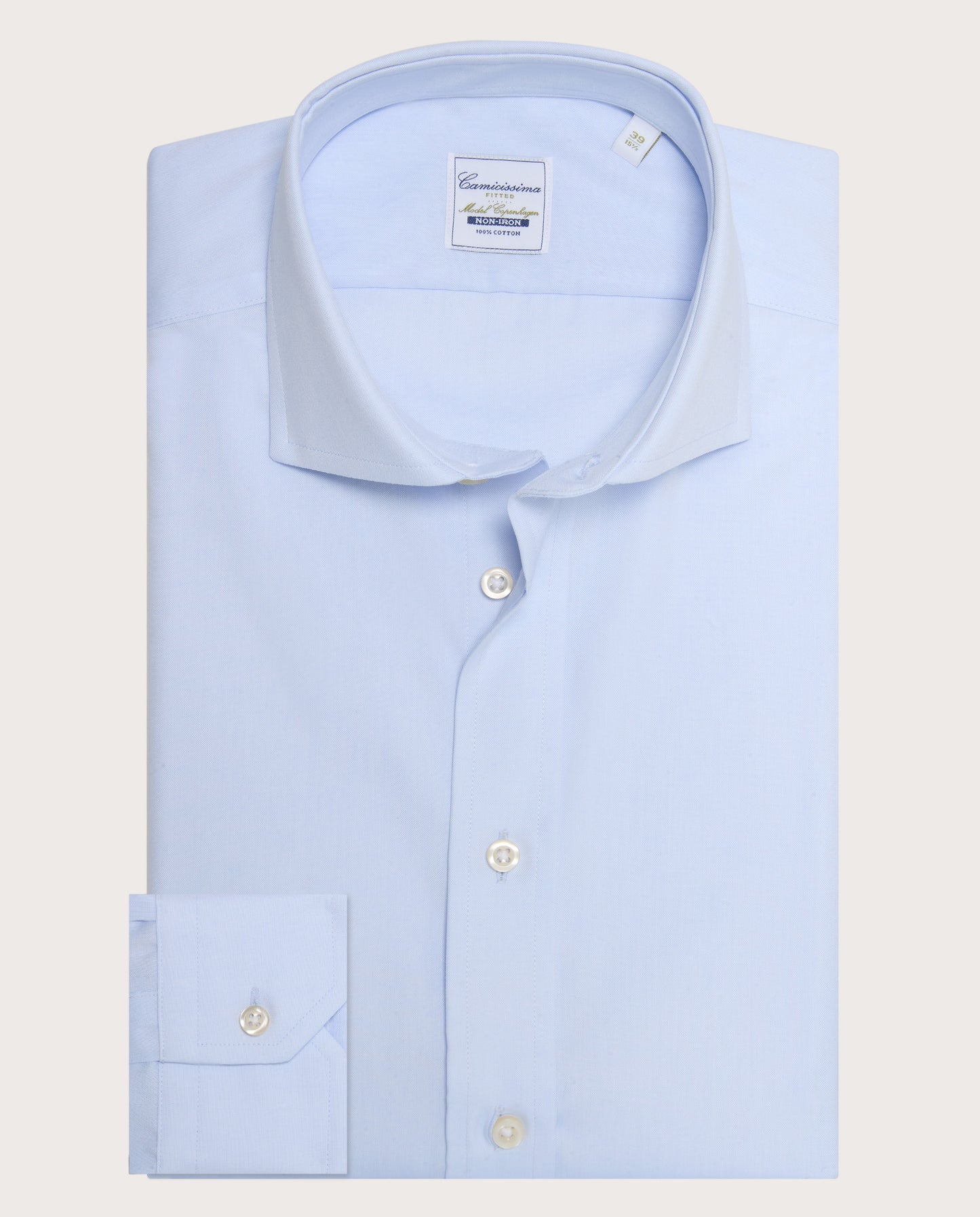 Camicissima Men’s Light Blue Fitted Non-Iron Permanent Cotton Shirt