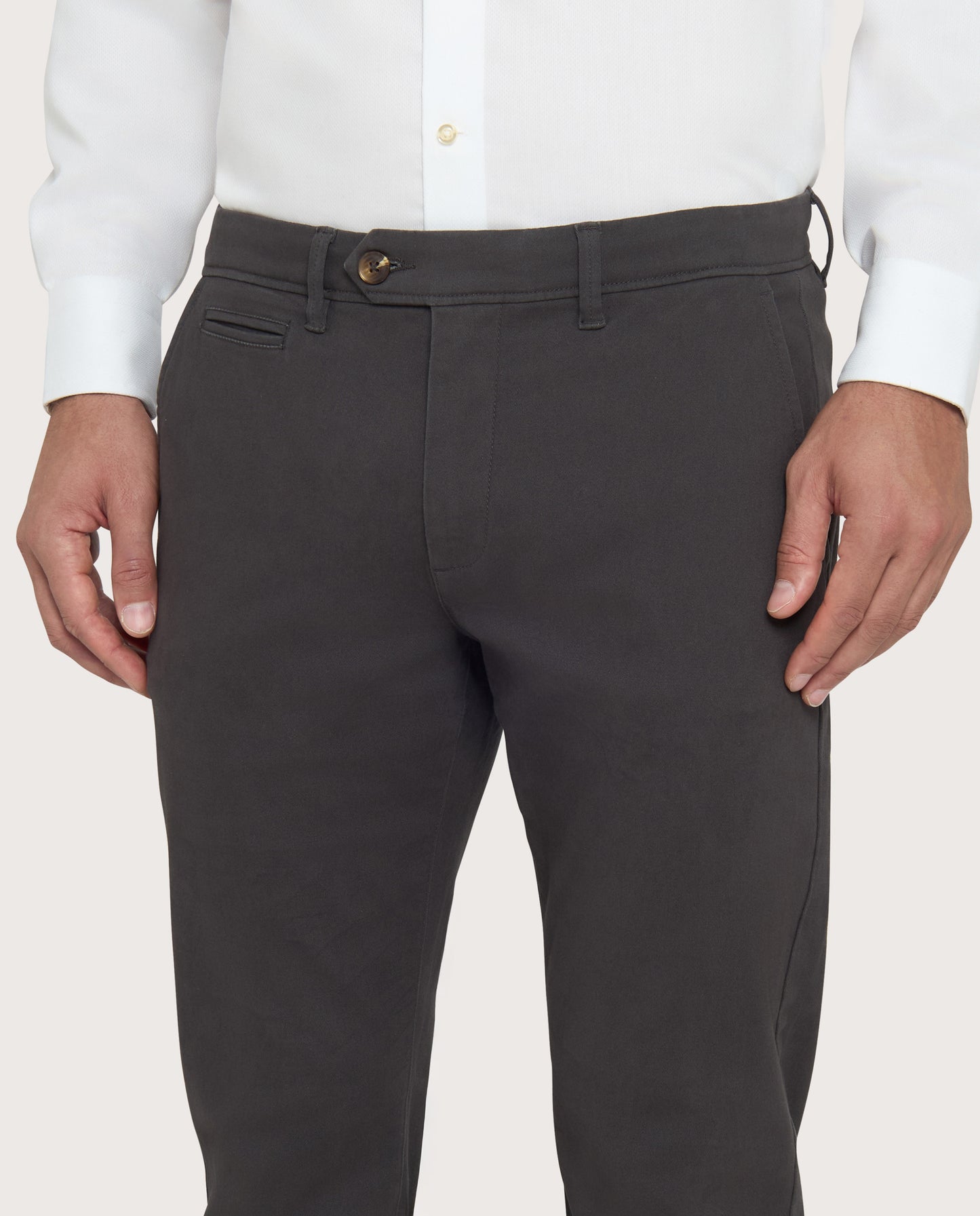 Camicissima Dark Grey Cotton Twill Chino Trousers
