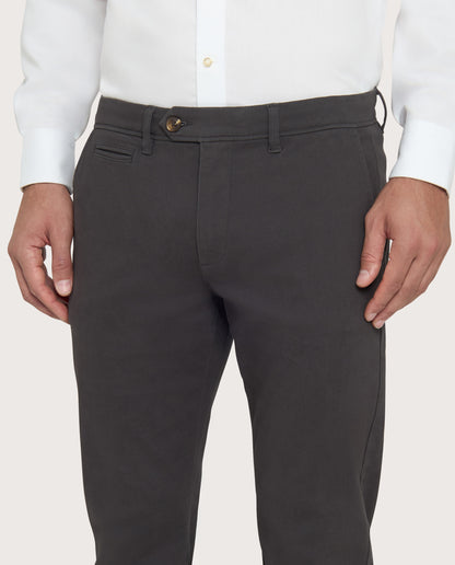 Camicissima Dark Grey Cotton Twill Chino Trousers