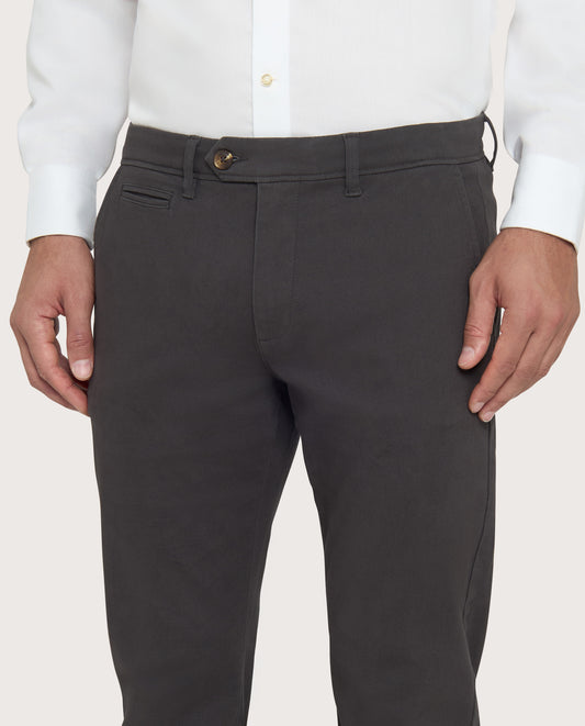 Camicissima Dark Grey Cotton Twill Chino Trousers