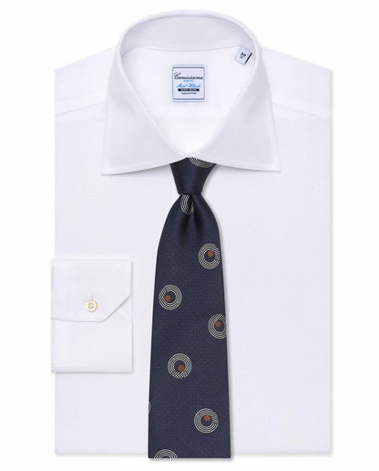 Patterned Jacquard Silk Tie - Dark Blue | 100% Seta