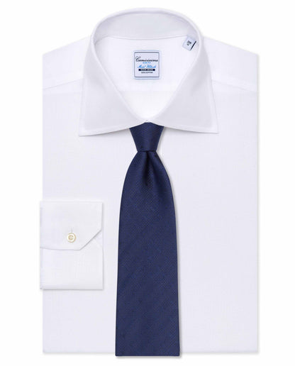 Dark Blue Designer Silk Tie - 100% Silk | Refined Jacquard Texture