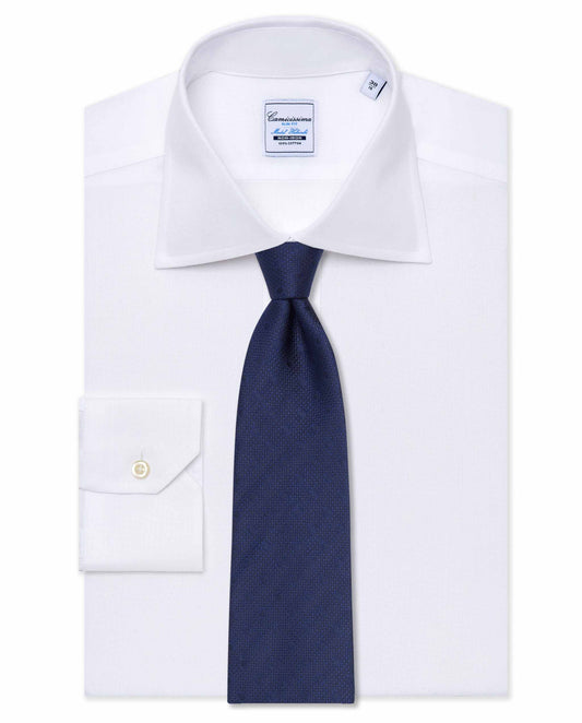 Dark Blue Designer Silk Tie - 100% Silk | Refined Jacquard Texture