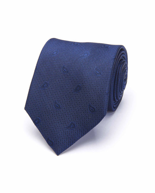 Blue Navy Designer Silk Tie - 100% Silk | Jacquard Woven Elegance
