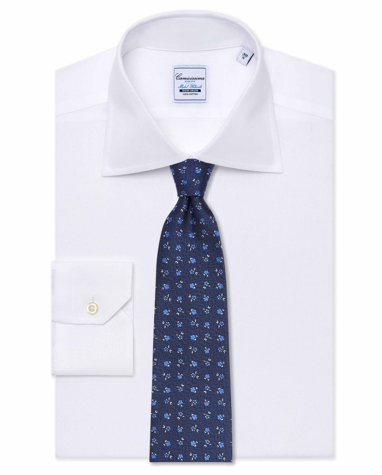 Blue Navy Patterned Jacquard Silk Tie - 100% Pure Silk | Formal Elegance