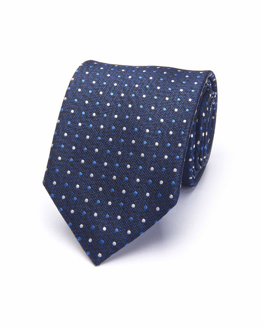 Blue Navy Patterned Jacquard Silk Tie -  Italian Elegance