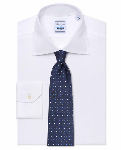 Blue Navy Patterned Jacquard Silk Tie -  Italian Elegance